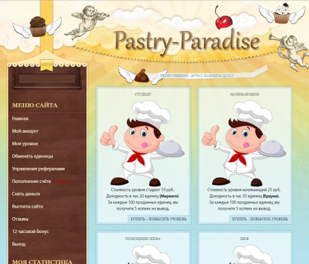Скрипт игры с выводом денег Pastry-paradise